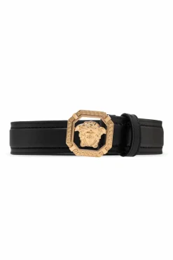 Versace CZARNY Skórzany pasek