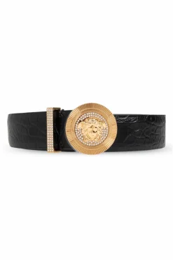 Versace CZARNY Skórzany pasek