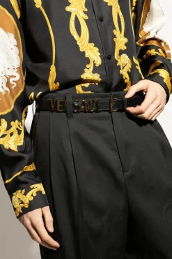 Versace CZARNY Skórzany pasek.
