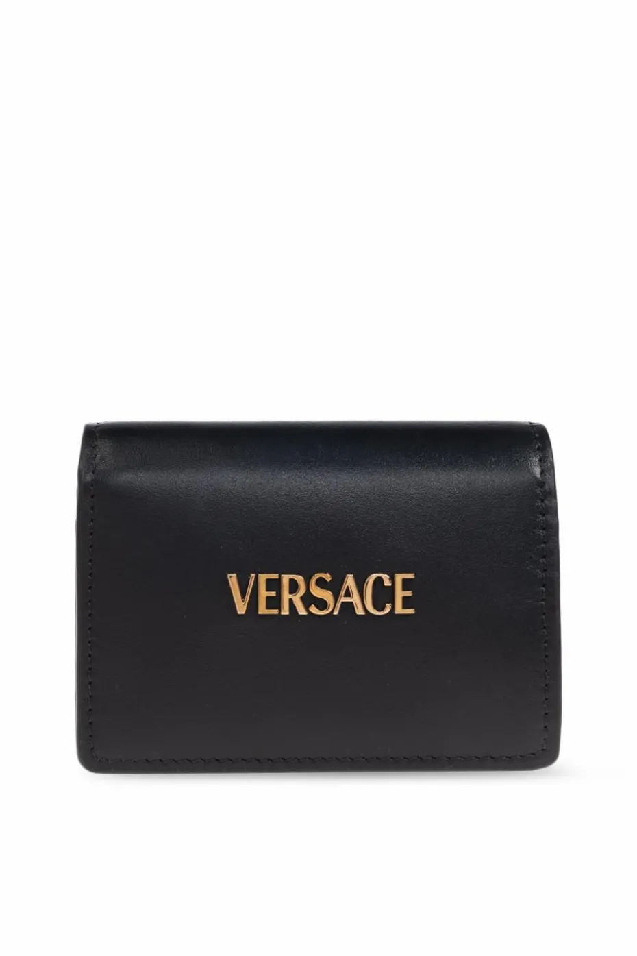 Versace CZARNY Skórzany portfel z logo