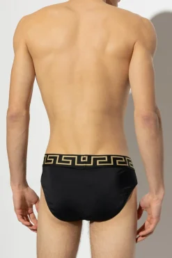 Versace CZARNY Slipy kąpielowe z logo