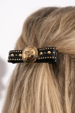 Versace CZARNY Spinka do włosów z ćwiekami