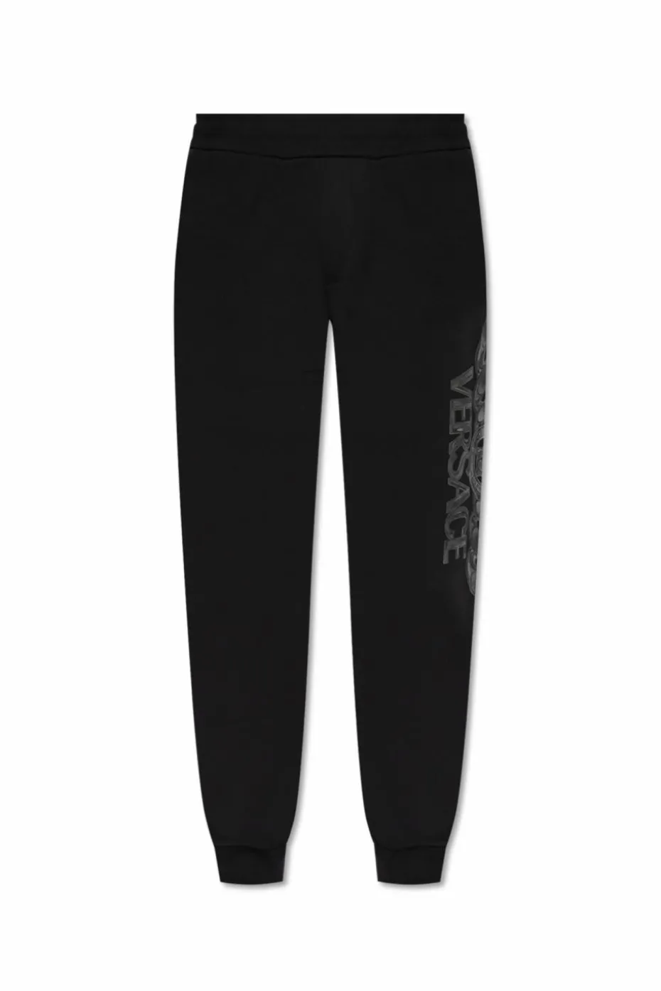 Versace CZARNY Spodnie dresowe z nadrukowanym logo