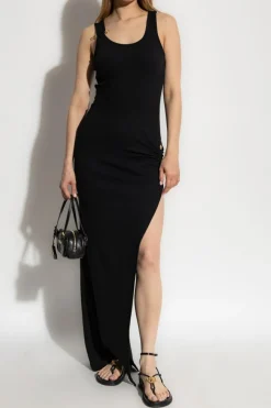 Versace CZARNY Sukienka z rozcięciem z przodu