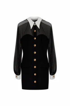 Versace CZARNY Sukienka z transparentnym tyłem