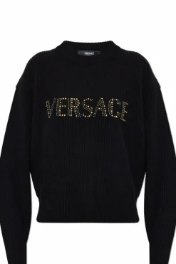 Versace CZARNY Sweter z logo