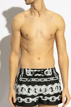 Versace CZARNY Szorty kąpielowe z nadrukiem `Medusa Chain`