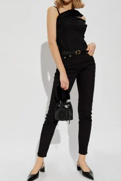 Versace CZARNY Top z odkrytym ramieniem