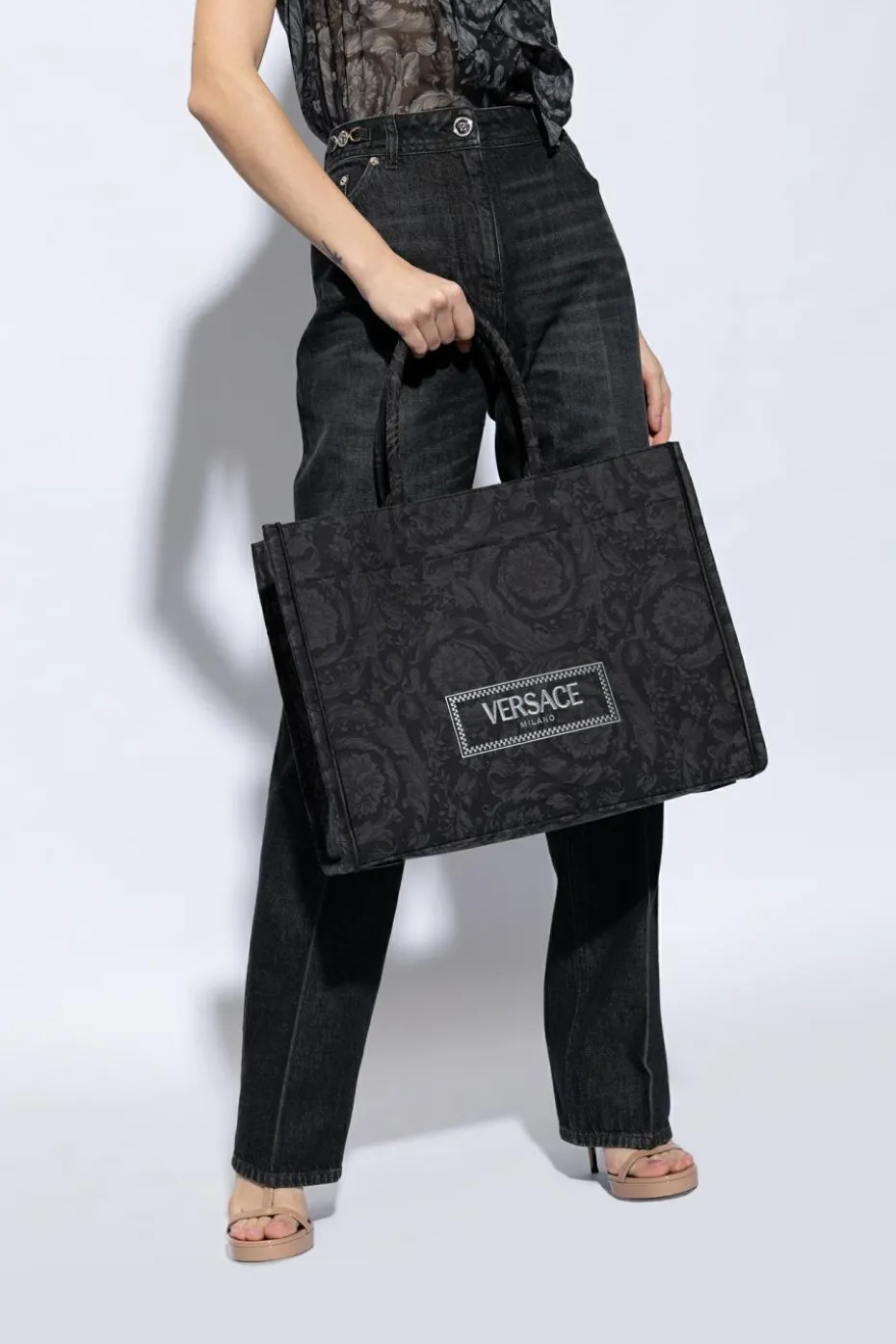 Versace CZARNY Torba ‘Athena Large’ typu ‘shopper’