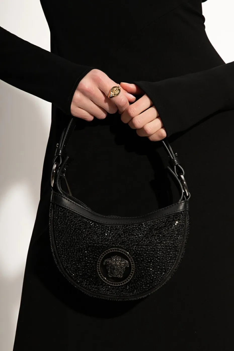 Versace CZARNY Torba do ręki ‘Repeat Mini’