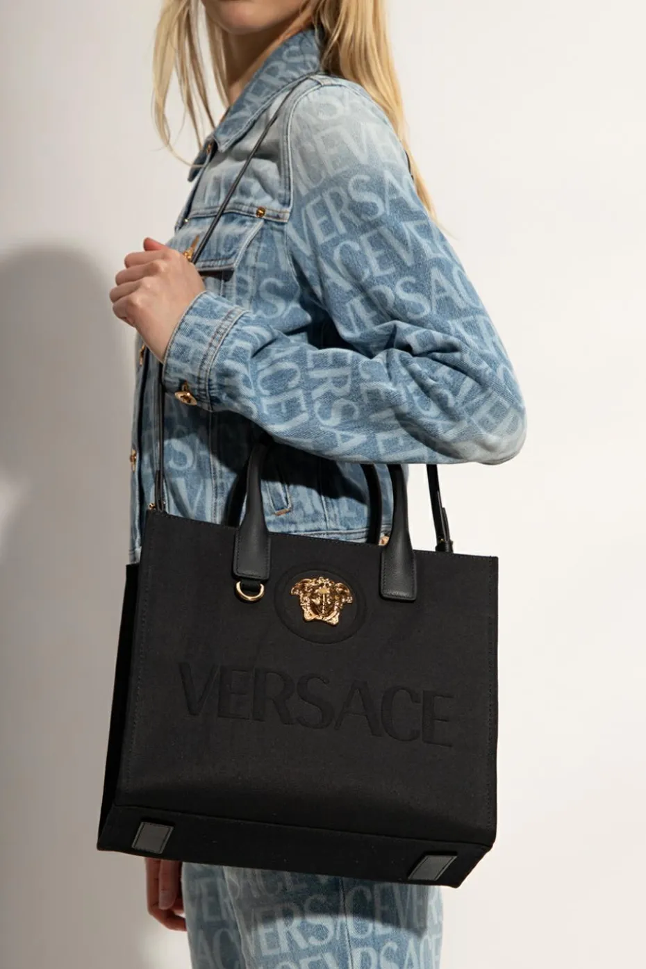 Versace CZARNY Torba typu ‘shopper’ z logo