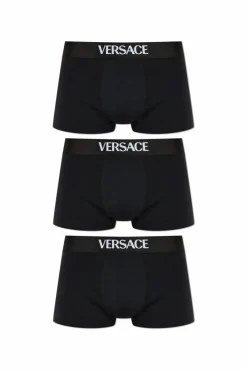 Versace CZARNY Trójpak bokserek z logo