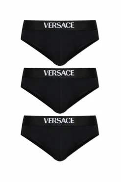 Versace CZARNY Trójpak slipów z logo
