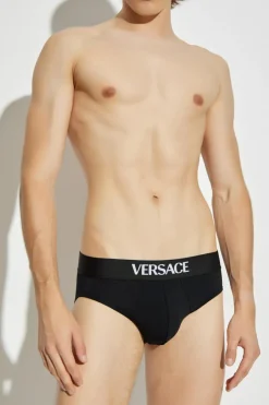 Versace CZARNY Trójpak slipów z logo
