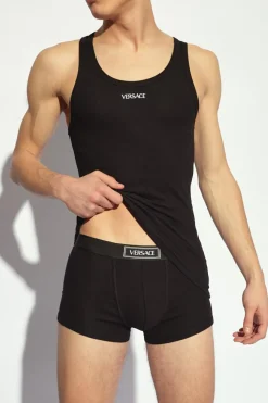 Versace CZARNY T-shirt bez rękawów