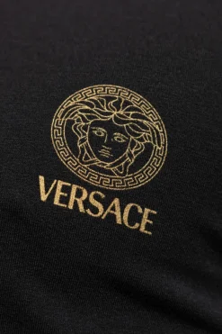 Versace CZARNY T-shirt bieliźniany z dekoltem w serek