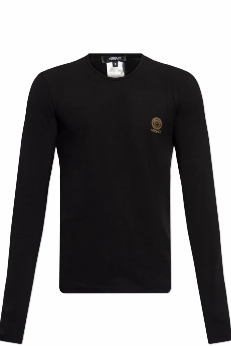 Versace CZARNY T-shirt bieliźniany z długimi rękawami