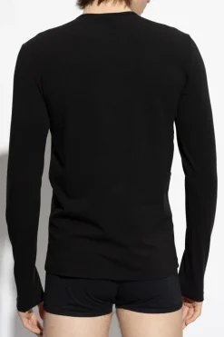 Versace CZARNY T-shirt bieliźniany z długimi rękawami