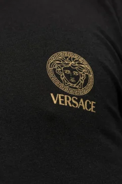 Versace CZARNY T-shirt bieliźniany z długimi rękawami
