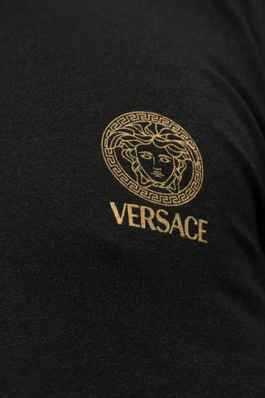 Versace CZARNY T-shirt bieliźniany z długimi rękawami