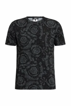 Versace CZARNY T-shirt bieliźniany z nadrukiem `Barocco`