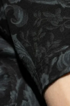 Versace CZARNY T-shirt bieliźniany z nadrukiem `Barocco`