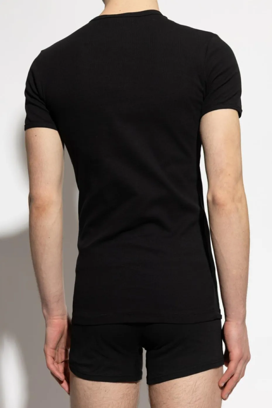 Versace CZARNY T-shirt z bieliźniany z wyszytym logo