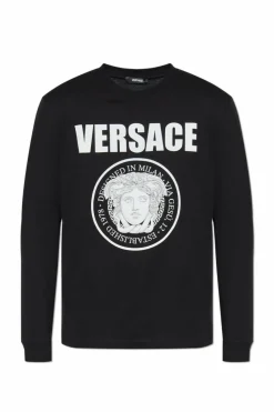 Versace CZARNY T-shirt z długimi rękawami