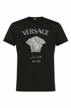 Versace CZARNY T-shirt z głową Meduzy