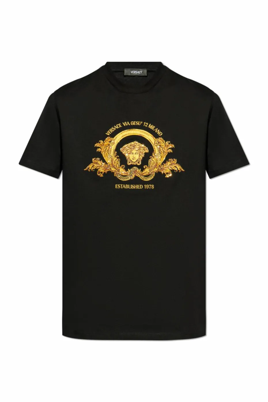 Versace CZARNY T-shirt z głową Meduzy