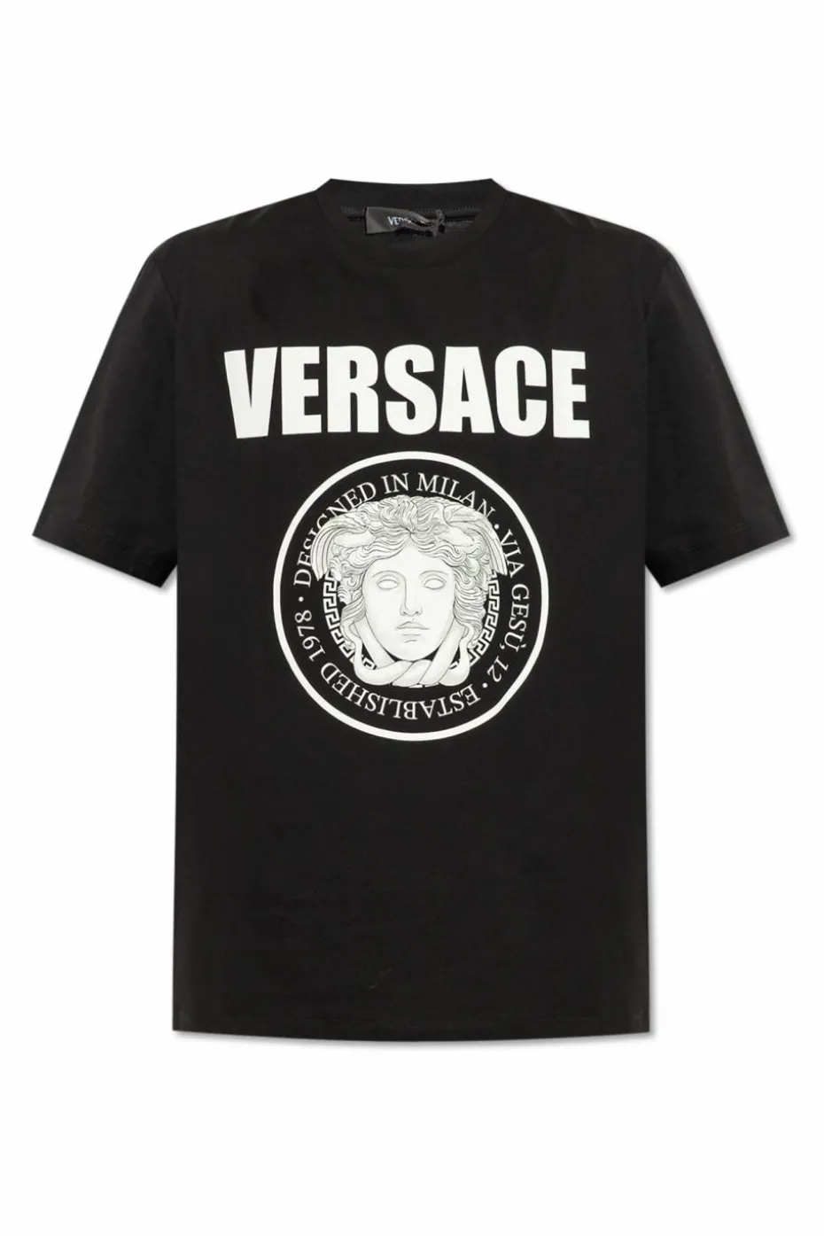 Versace CZARNY T-shirt z logo