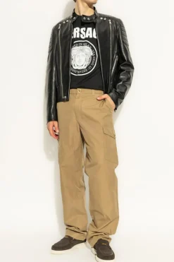 Versace CZARNY T-shirt z logo