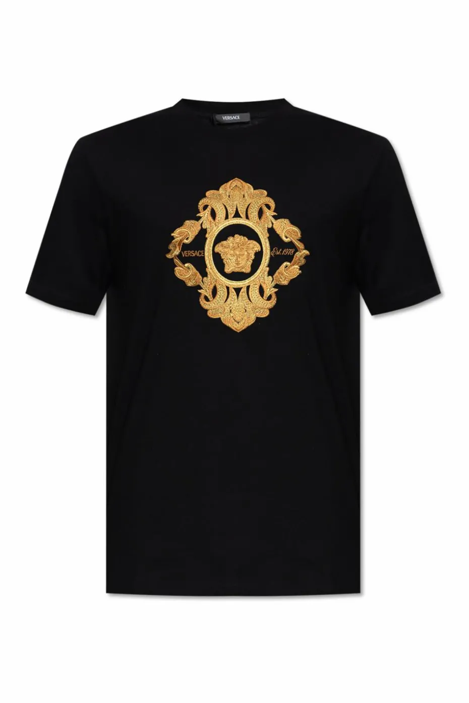 Versace CZARNY T-shirt z logo