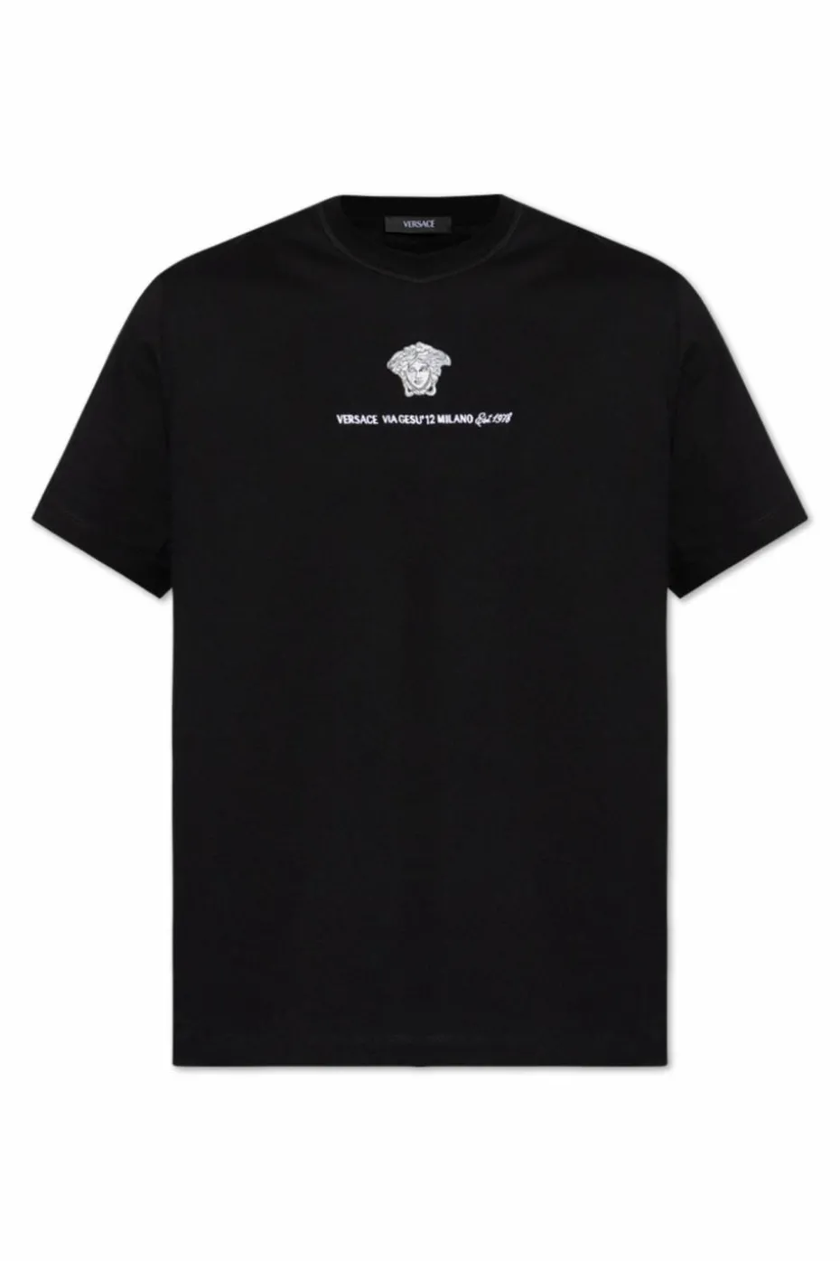 Versace CZARNY T-shirt z logo