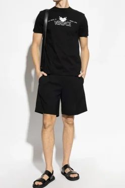 Versace CZARNY T-shirt z nadrukiem