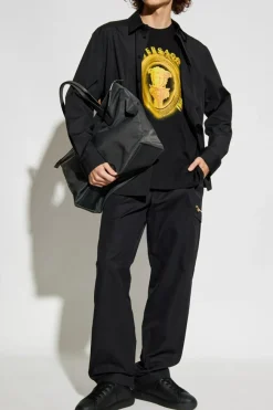 Versace CZARNY T-shirt z nadrukowanym logo