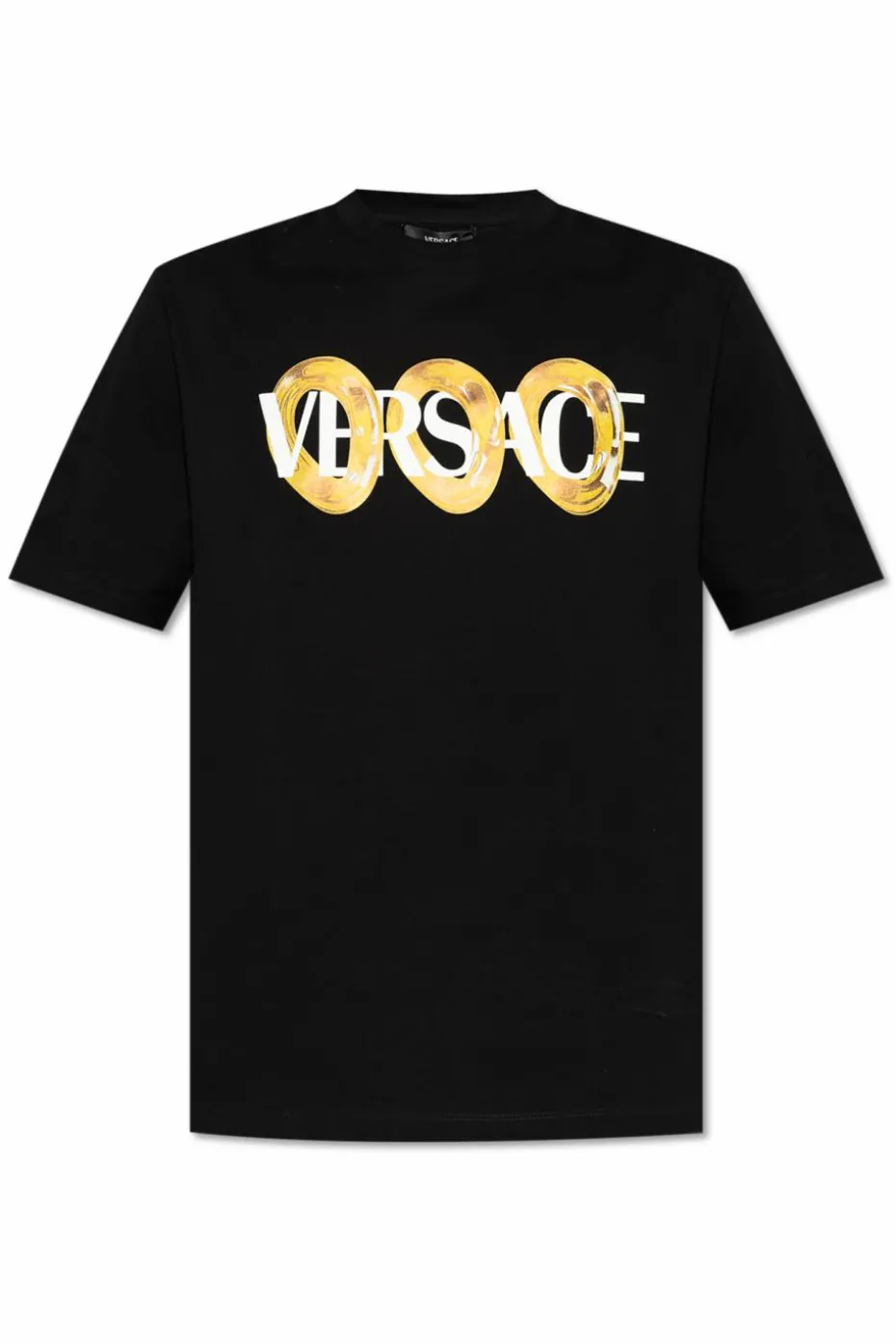 Versace CZARNY T-shirt z nadrukowanym logo