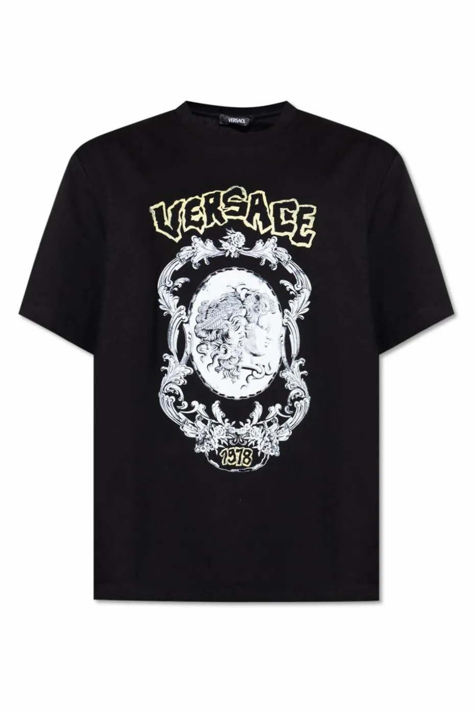Versace CZARNY T-shirt z nadrukiem