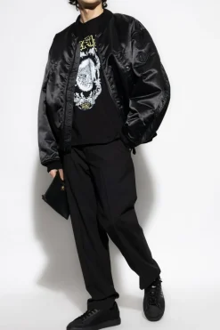 Versace CZARNY T-shirt z nadrukiem
