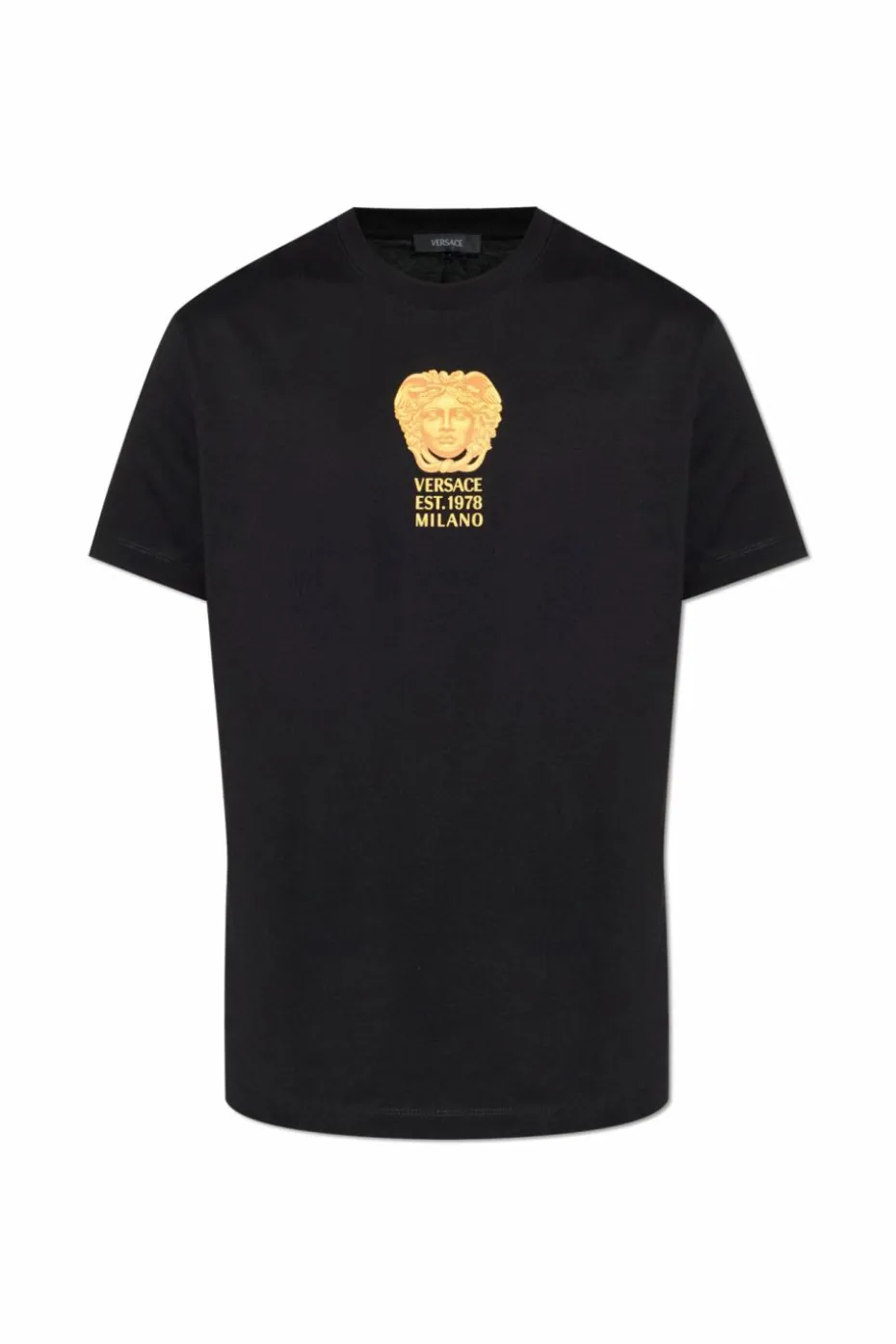 Versace CZARNY T-shirt z nadrukowanym logo