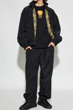 Versace CZARNY T-shirt z nadrukowanym logo