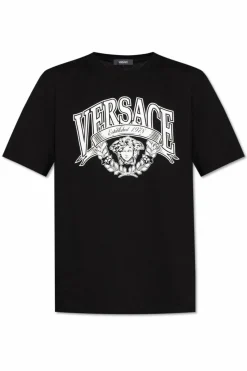 Versace CZARNY T-shirt z nadrukiem