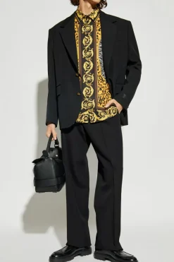Versace CZARNY Wełniana marynarka
