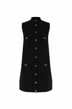Versace CZARNY Wełniana sukienka