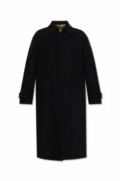Versace CZARNY Wełniany płaszcz