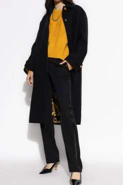 Versace CZARNY Wełniany płaszcz