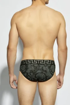 Versace CZARNY Wzorzyste slipy