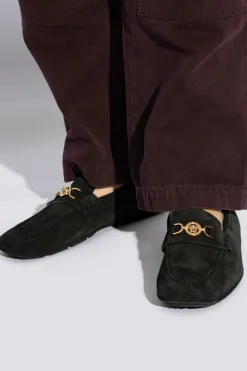Versace CZARNY Zamszowe mokasyny