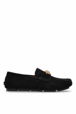 Versace CZARNY Zamszowe mokasyny
