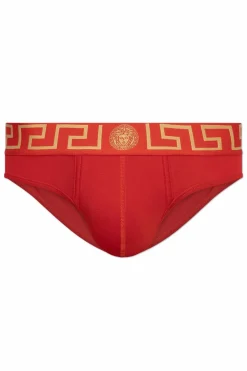 Versace CZERWONY Slipy z logo